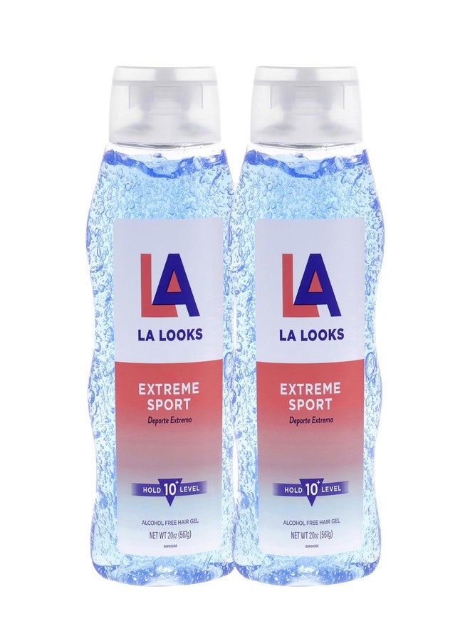 L.A. Looks Extreme Sport Hold 10 Plus Level Hair Gel - Alcohol-Free Styling Gel with TriActive Hold - Non-Sticky, Safe for Color-Treated Hair - 2 pc.